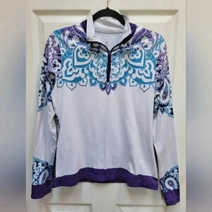 Athleta Women's Paisley Purple Quarter Zip Track/Activewear Jacket Size Med